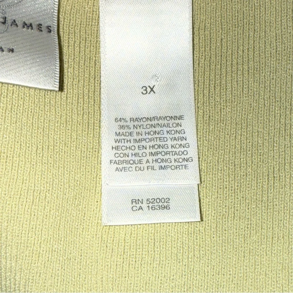 Emma James Green Knit Tank Top Contrast Trim Sleeveless Plus 3X - Picture 6 of 8